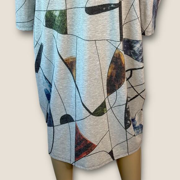 Jess & Jane Long Sleeve Abstract Fleece Lounge T Shirt Tunic Dress Size M Gray - Picture 10 of 13